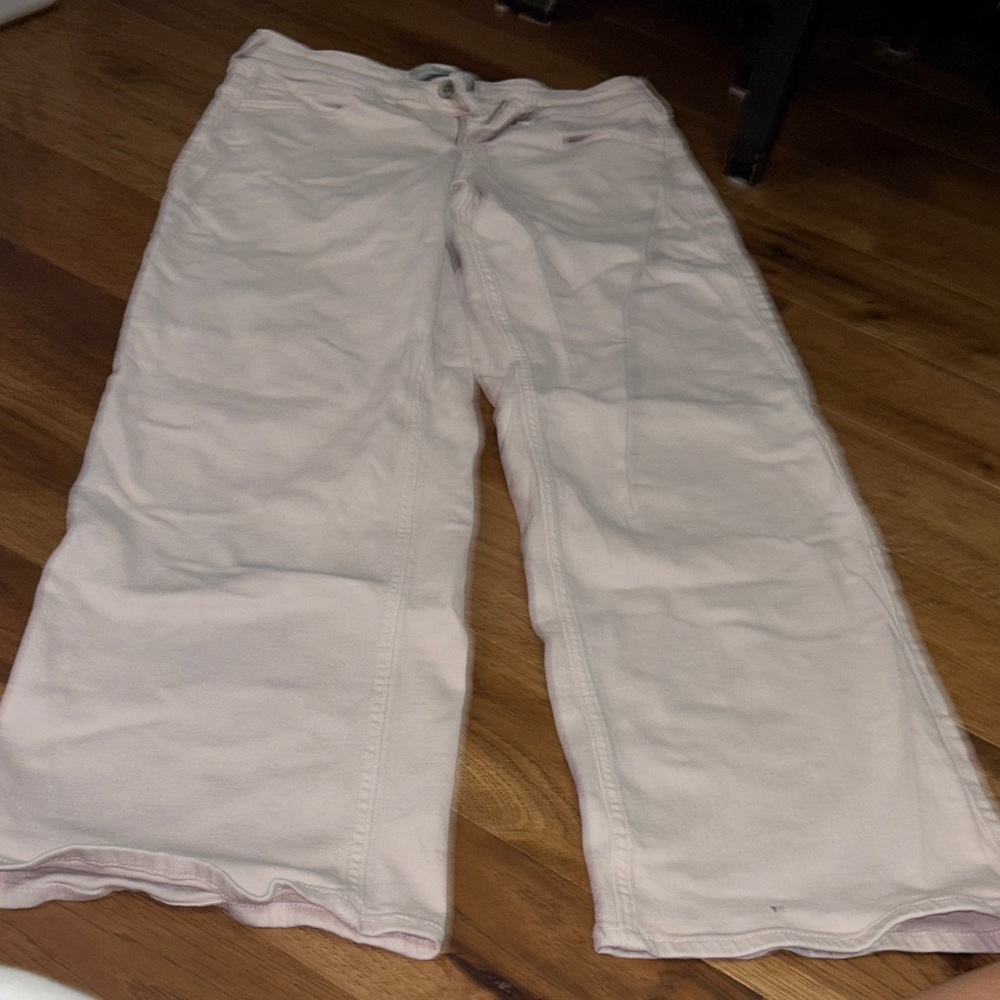 Hollister low rise baggy soft Pink Wide Leg Jeans size 28 (6)